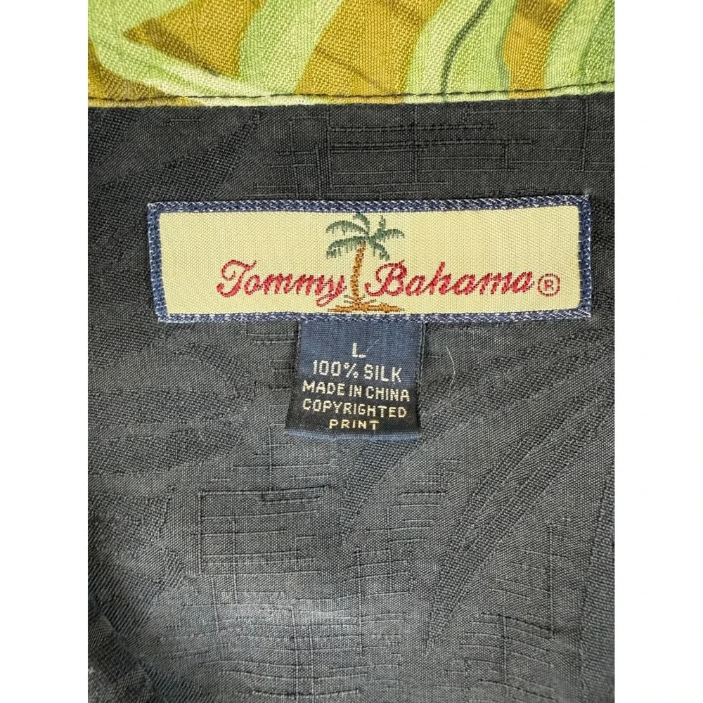 Tropical Palm Leaf Silk Camp Shirt Large Tommy Bahama Relax